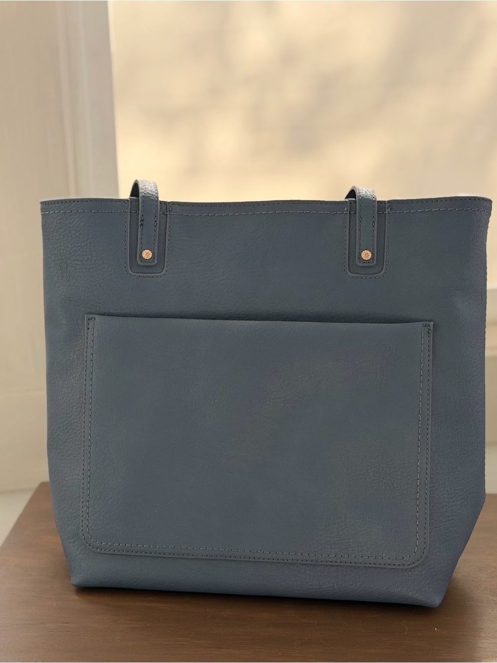 LC Lauren Conrad Blue Leather Tote with Front Pocket